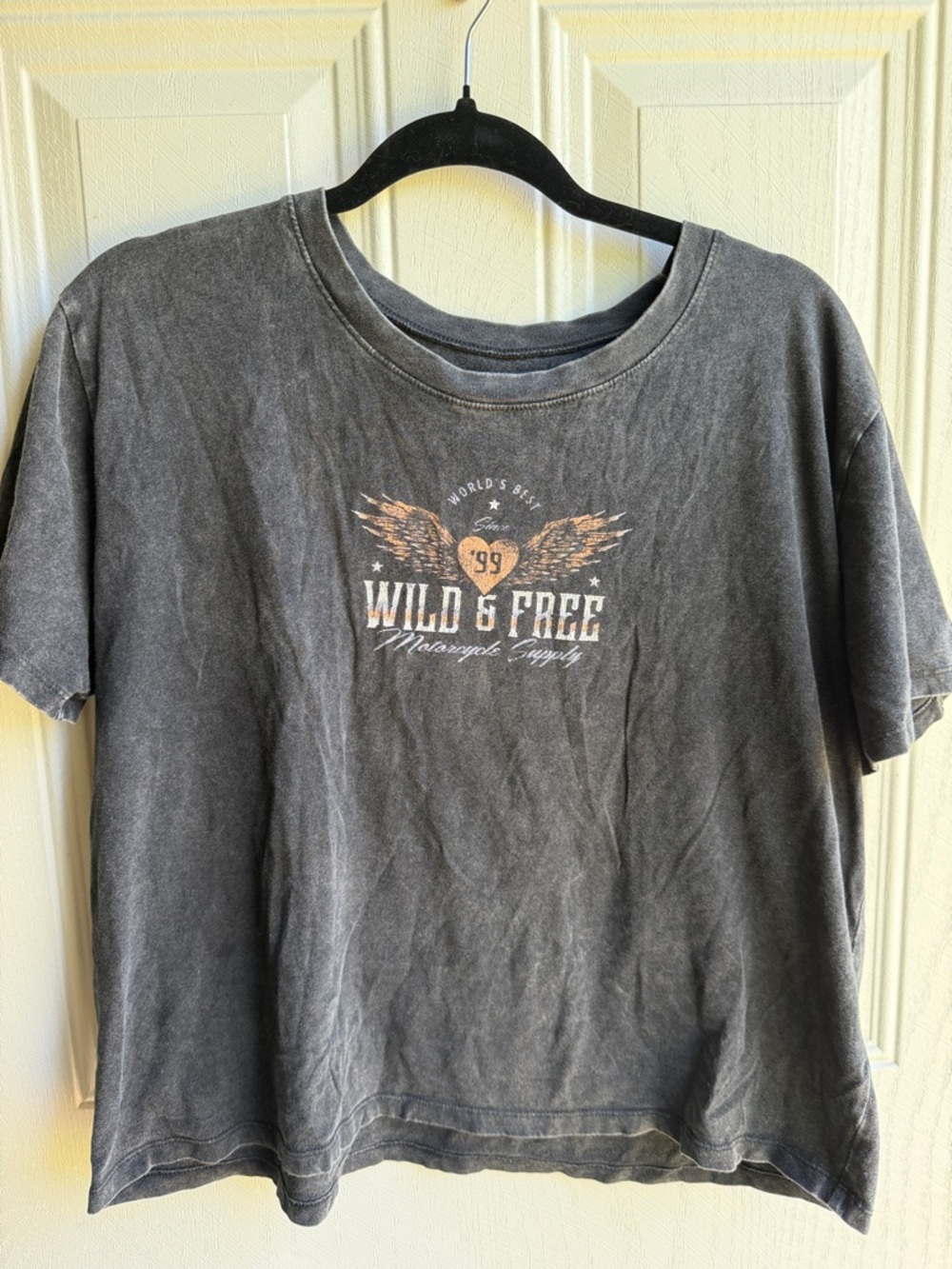 Hollister Y2K Gray Motorcycle Baby Crop Top Tshirt